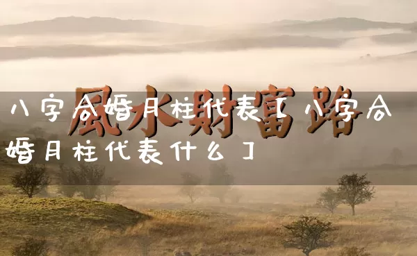 八字合婚月柱代表【八字合婚月柱代表什么】_https://www.dao-sheng-yuan.com_起名_第1张