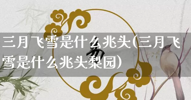 三月飞雪是什么兆头(三月飞雪是什么兆头梨园)_https://www.dao-sheng-yuan.com_八字_第1张