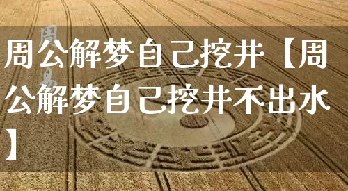 周公解梦自己挖井【周公解梦自己挖井不出水】_https://www.dao-sheng-yuan.com_八字_第1张