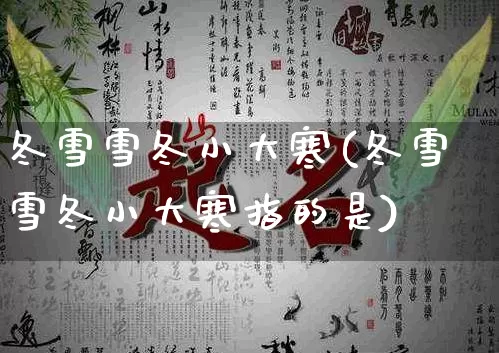 冬雪雪冬小大寒(冬雪雪冬小大寒指的是)_https://www.dao-sheng-yuan.com_道源国学_第1张