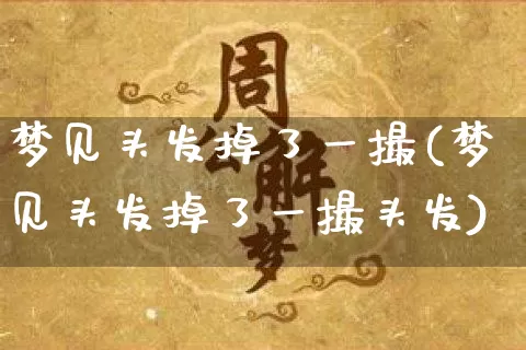 梦见头发掉了一撮(梦见头发掉了一撮头发)_https://www.dao-sheng-yuan.com_周公解梦_第1张