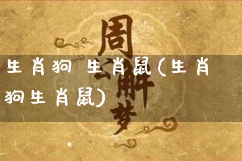 生肖狗 生肖鼠(生肖狗生肖鼠)_https://www.dao-sheng-yuan.com_生肖属相_第1张