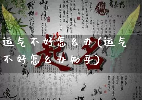 运气不好怎么办(运气不好怎么办知乎)_https://www.dao-sheng-yuan.com_起名_第1张
