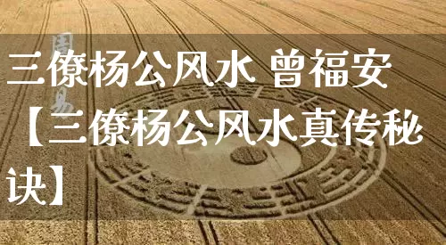 三僚杨公风水 曾福安【三僚杨公风水真传秘诀】_https://www.dao-sheng-yuan.com_风水_第1张