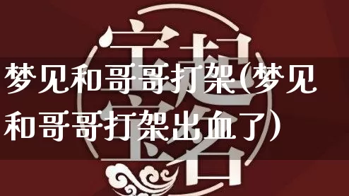 梦见和哥哥打架(梦见和哥哥打架出血了)_https://www.dao-sheng-yuan.com_五行_第1张