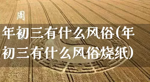 年初三有什么风俗(年初三有什么风俗烧纸)_https://www.dao-sheng-yuan.com_风水_第1张