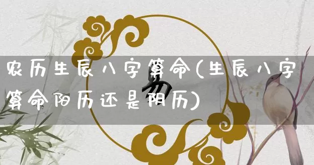 农历生辰八字算命(生辰八字算命阳历还是阴历)_https://www.dao-sheng-yuan.com_生肖属相_第1张