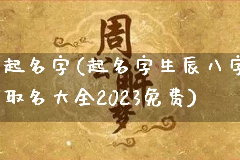 起名字(起名字生辰八字取名大全2023免费)_https://www.dao-sheng-yuan.com_风水_第1张