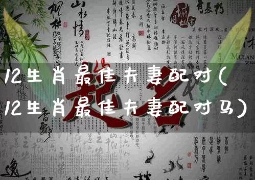 12生肖最佳夫妻配对(12生肖最佳夫妻配对马)_https://www.dao-sheng-yuan.com_八字_第1张