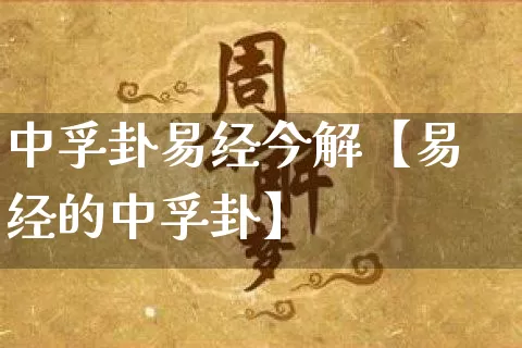 中孚卦易经今解【易经的中孚卦】_https://www.dao-sheng-yuan.com_易经_第1张
