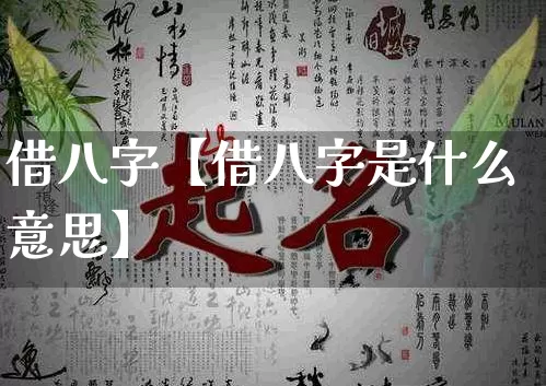 借八字【借八字是什么意思】_https://www.dao-sheng-yuan.com_八字_第1张
