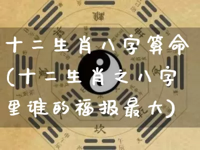 十二生肖八字算命(十二生肖之八字里谁的福报最大)_https://www.dao-sheng-yuan.com_起名_第1张