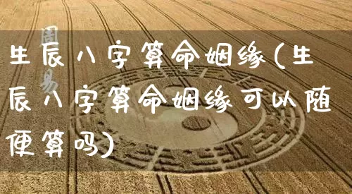 生辰八字算命姻缘(生辰八字算命姻缘可以随便算吗)_https://www.dao-sheng-yuan.com_易经_第1张