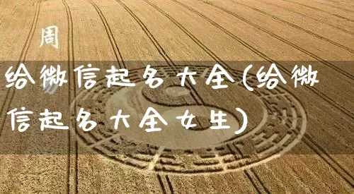 给微信起名大全(给微信起名大全女生)_https://www.dao-sheng-yuan.com_起名_第1张