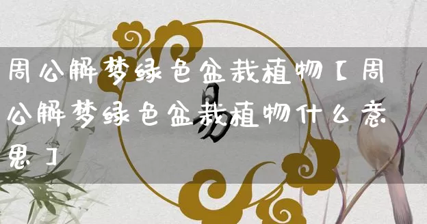 周公解梦绿色盆栽植物【周公解梦绿色盆栽植物什么意思】_https://www.dao-sheng-yuan.com_五行_第1张
