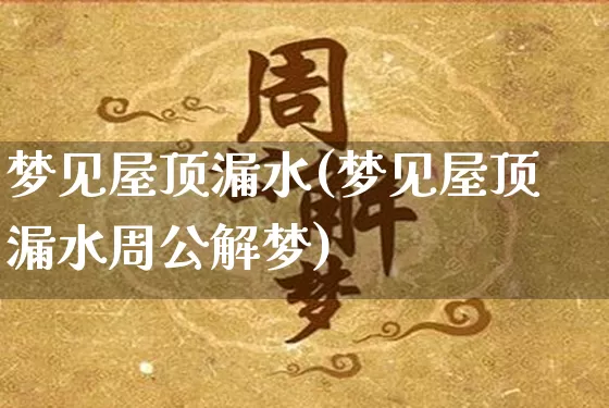 梦见屋顶漏水(梦见屋顶漏水周公解梦)_https://www.dao-sheng-yuan.com_十二星座_第1张