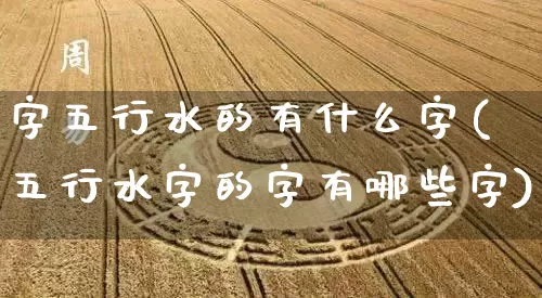 字五行水的有什么字(五行水字的字有哪些字)_https://www.dao-sheng-yuan.com_五行_第1张