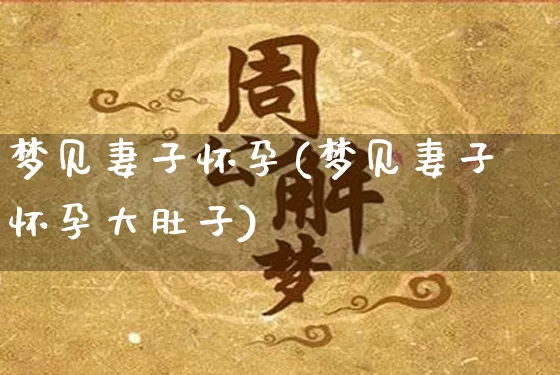 梦见妻子怀孕(梦见妻子怀孕大肚子)_https://www.dao-sheng-yuan.com_八字_第1张