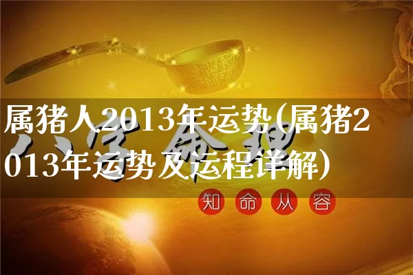 属猪人2013年运势(属猪2013年运势及运程详解)_https://www.dao-sheng-yuan.com_起名_第1张